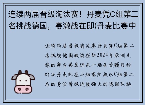 连续两届晋级淘汰赛！丹麦凭C组第二名挑战德国，赛激战在即(丹麦比赛中断)